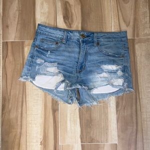 High waisted jean shorts